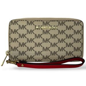 ▪️MICHAEL KORS Jet Set Travel Medium Continental Signature Canvas Zip Wallet